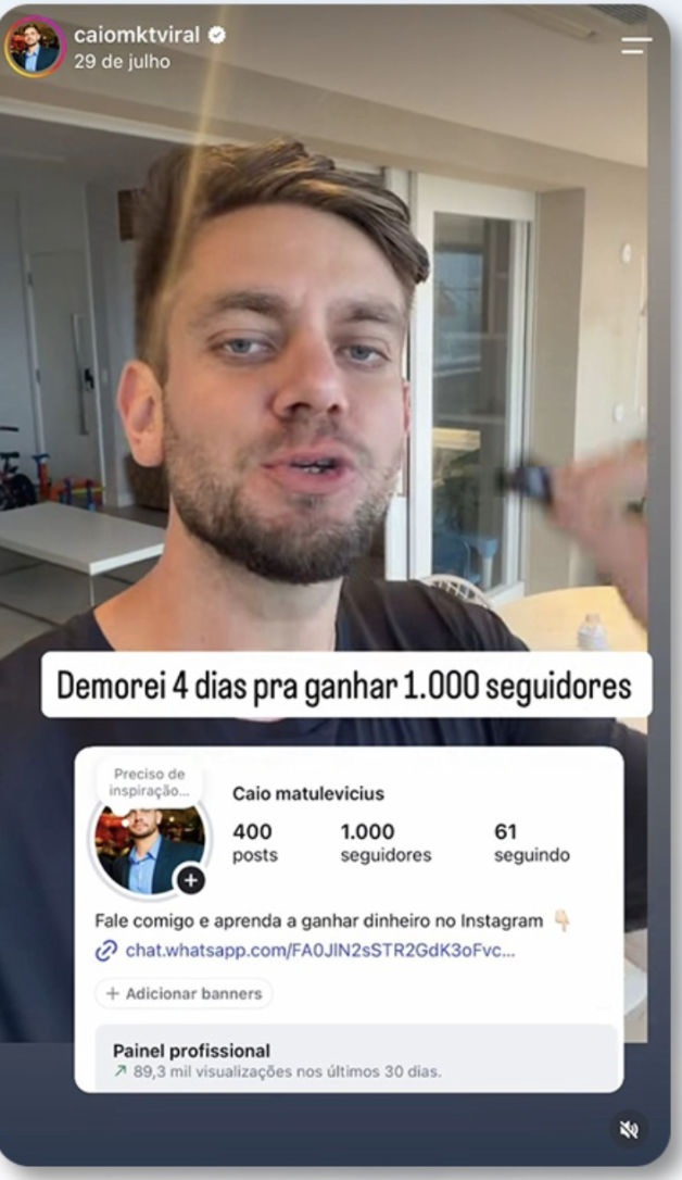 Demorei 4 dias pra ganhar 1.000 seguidores